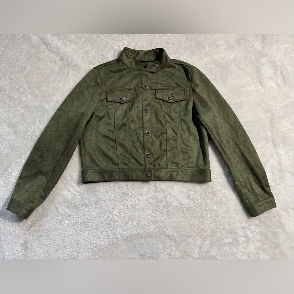 SHEIN Women's Warm Metal Button Military Green Jacket Large
